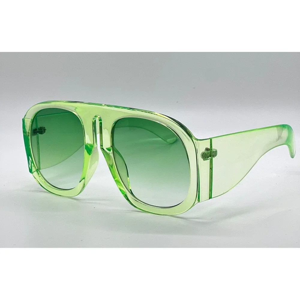 Oversized Square Sunglasses Green Aviator Fashion Stylish Sun Glasses Trendy NEw